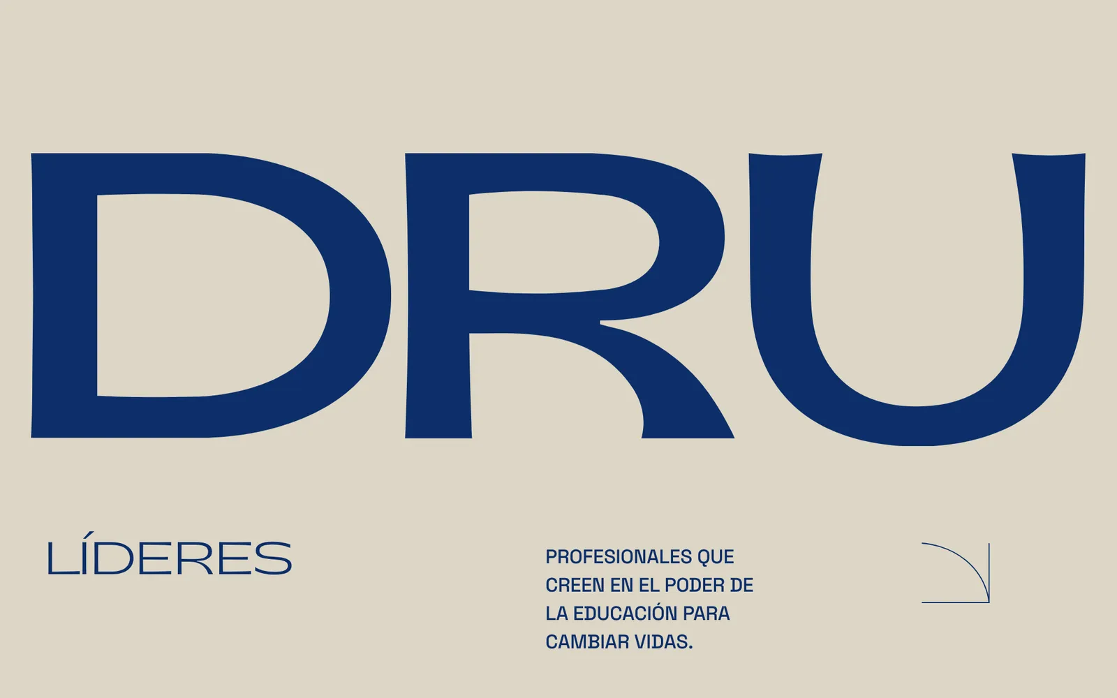 The DRU wordmark in large navy letters over the Leaders section of the admissions landing