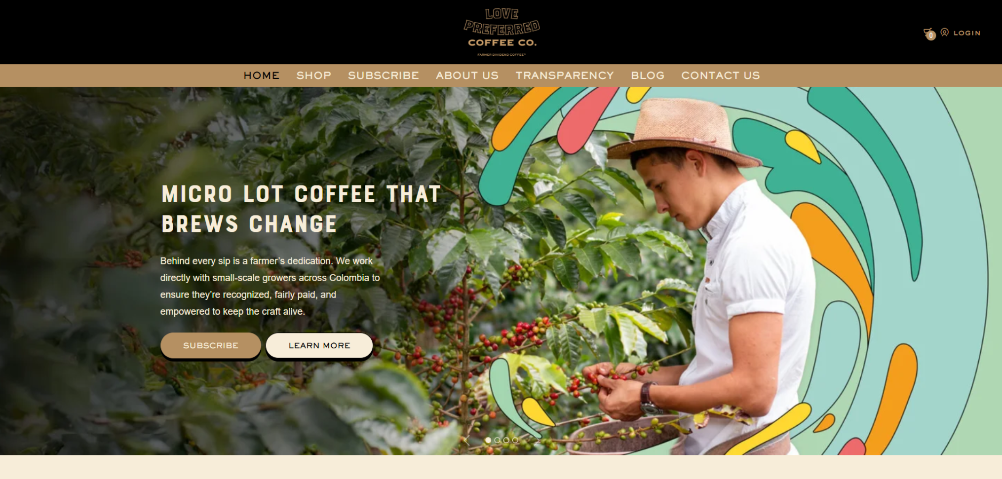Captura del sitio de Love Preferred Coffee